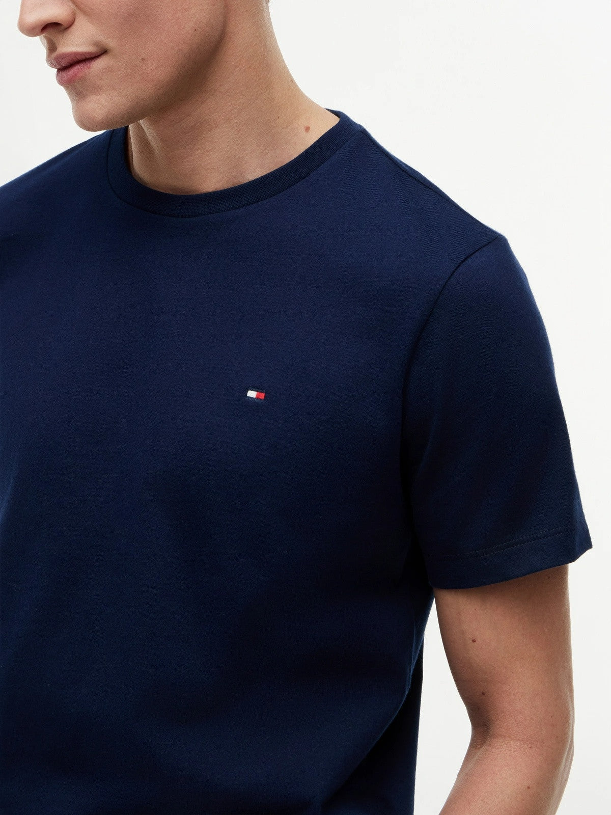 Tommy Hilfiger Flag Embroidery Jersey Crew Neck T-Shirt - Blue-CARBON NAVY 1778585993_4183_019067_CARBON_NAVY_alternate