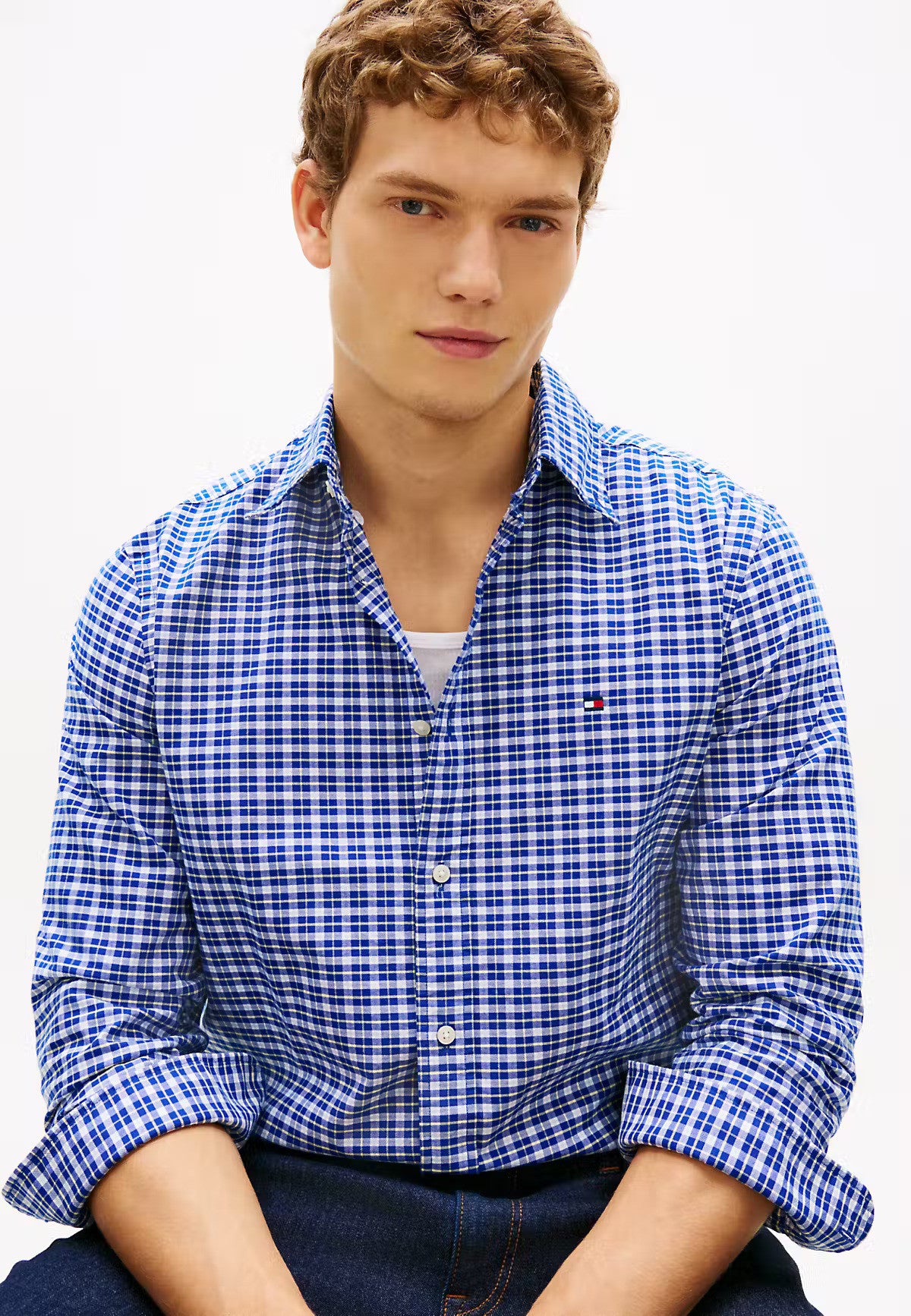 Tommy Hilfiger Heritage Oxford Check Regular Fit Shirt - Green/Blue Check-BLUE/YELLOW 1778586369_0253_019066_BLUEYELLOW