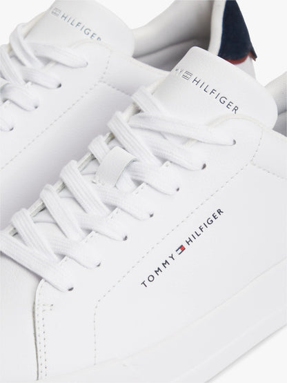 Tommy Hilfiger Logo Court Trainers With Leather - Ecru-WHITE 1778588553_6595_019048_WHITE_alternate