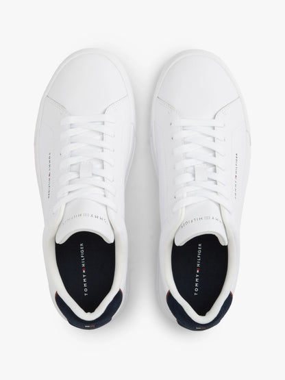 Tommy Hilfiger Logo Court Trainers With Leather - Ecru-WHITE 1778588554_4546_019048_WHITE_alternate