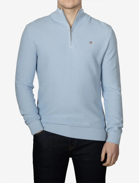 GANT Micro Textured Cotton Half-Zip Pullover - Fresh Blue 1778831732_199_018871_LIGHT_BLUE