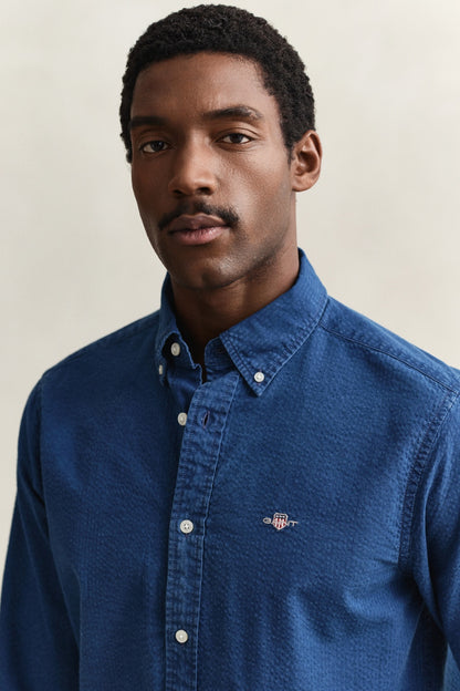 GANT Indigo Seersucker Regular Fit Shirt - Dark Indigo 1778832395_2128_018875_DARK_INDIGO
