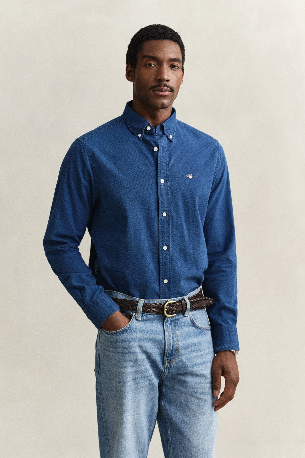 GANT Indigo Seersucker Regular Fit Shirt - Dark Indigo 1778832404_6437_018875_DARK_INDIGO_alternate