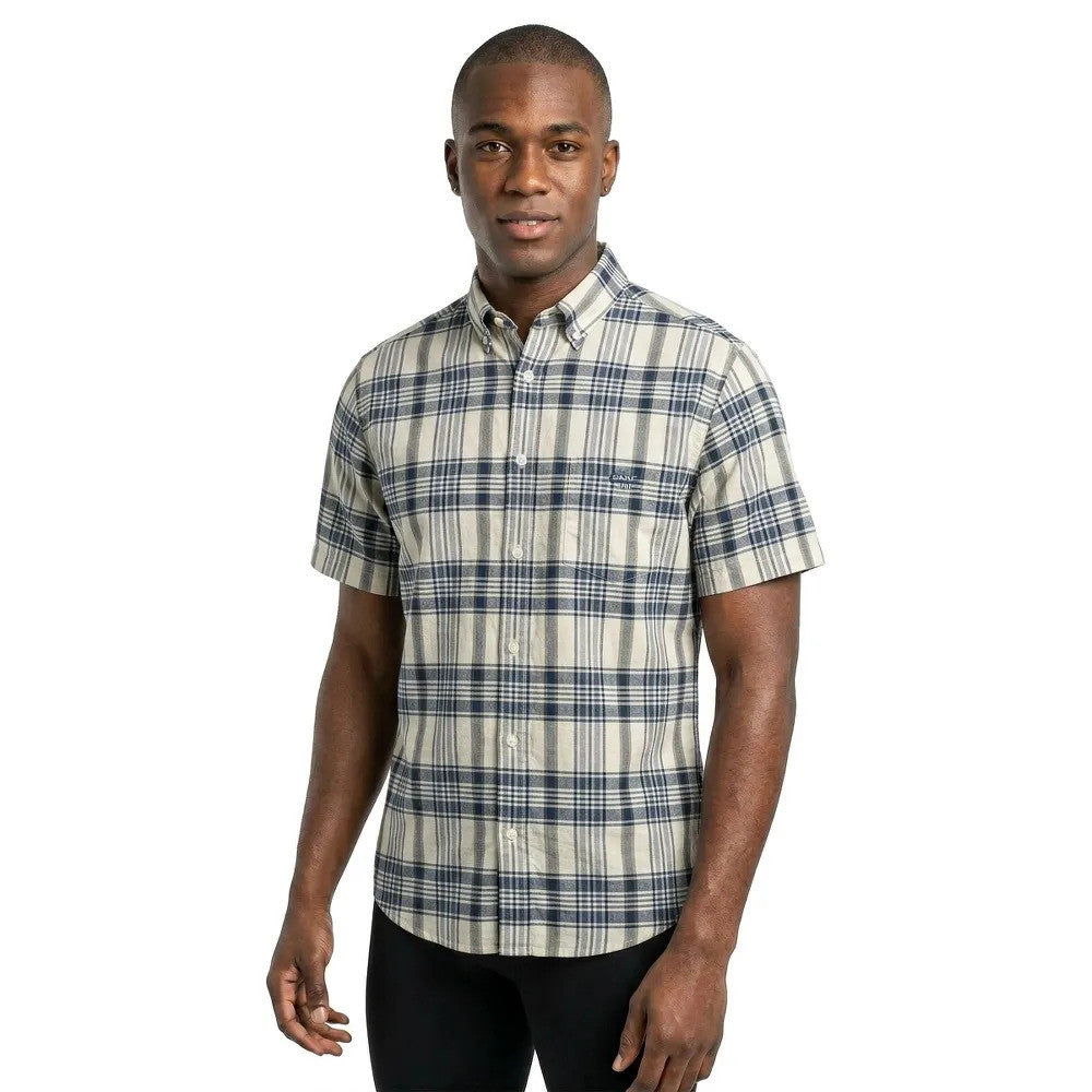 GANT Regular Fit Indian Madras Short Sleeve Shirt - Multi 1778832615_404_018876_FADED_DENIM