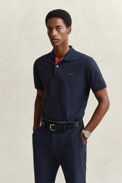 GANT Contrast Piqué Polo Shirt - Evening Blue 4XL 1778833164_9383_018879_EVENING_BLUE