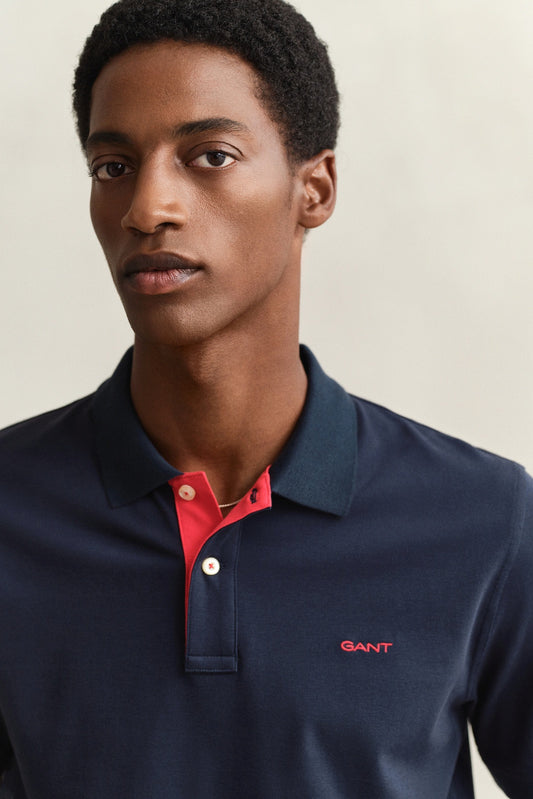 GANT Contrast Piqué Polo Shirt - Evening Blue 1778833173_5152_018879_EVENING_BLUE_alternate