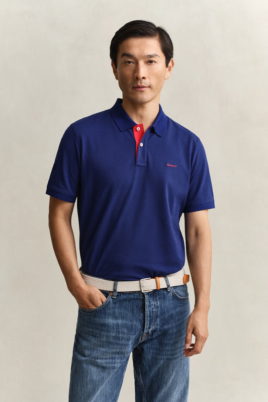GANT Contrast Piqué Polo Shirt - Rich Navy-RICH NAVY 4XL 1778833710_3027_018881_RICH_NAVY