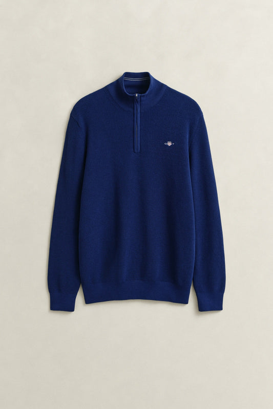 GANT Textured Organic Cotton Half-Zip Sweater - Rich Navy-RICH NAVY 1778834449_6868_018884_RICH_NAVY_alternate