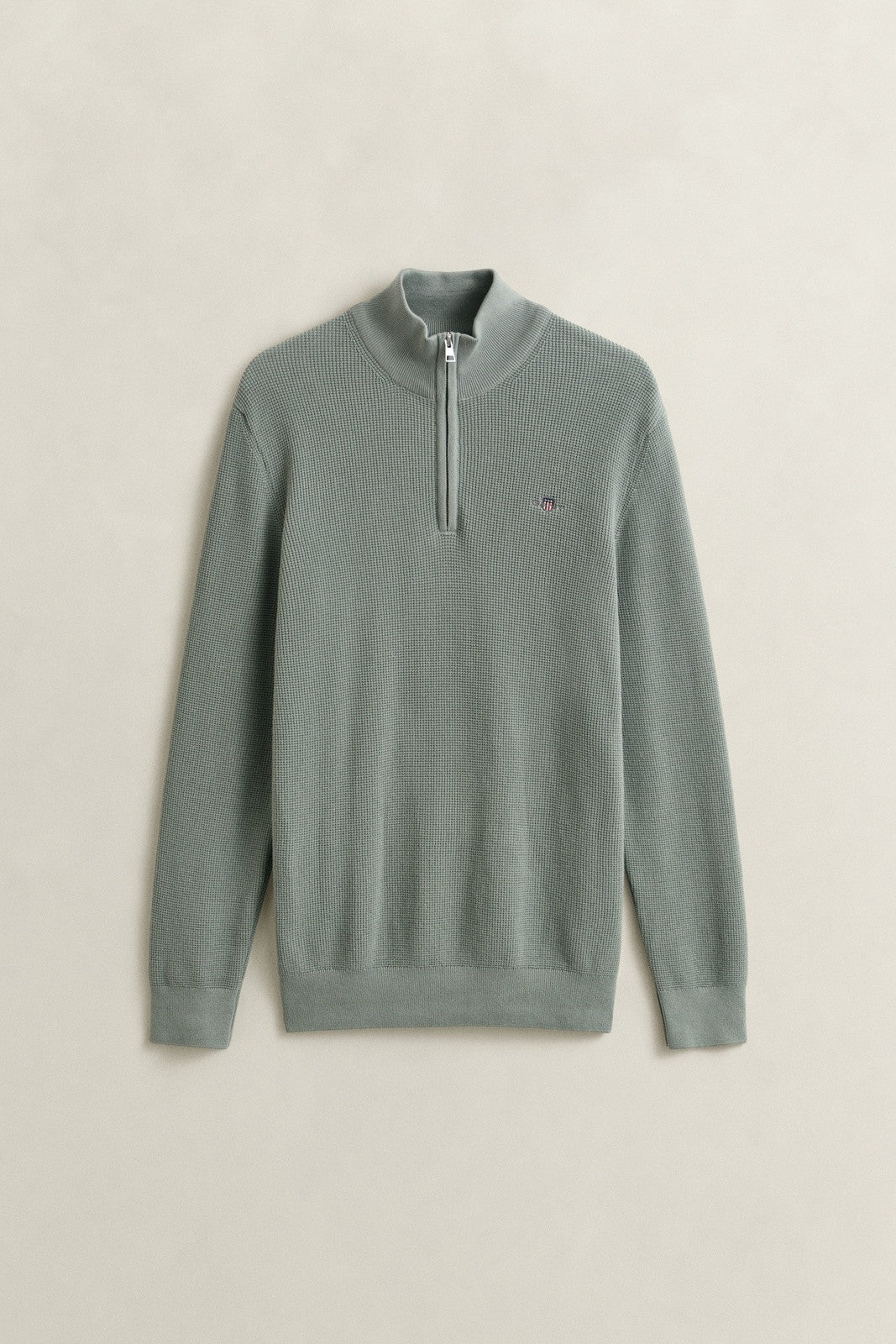GANT Textured Organic Cotton Half-Zip Sweater - Ceramic Grey 1778834544_1135_018885_GREEN_alternate
