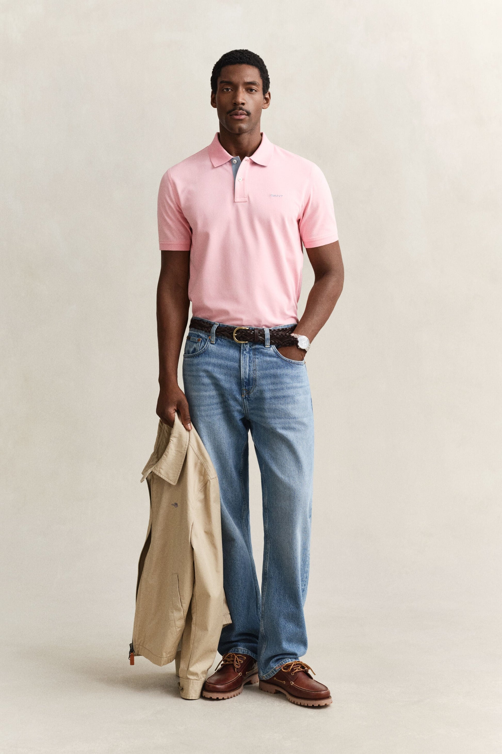 GANT Contrast Piqué Polo Shirt - Bubblegum Pink-PINK 1779090776_9486_018896_PINK_alternate