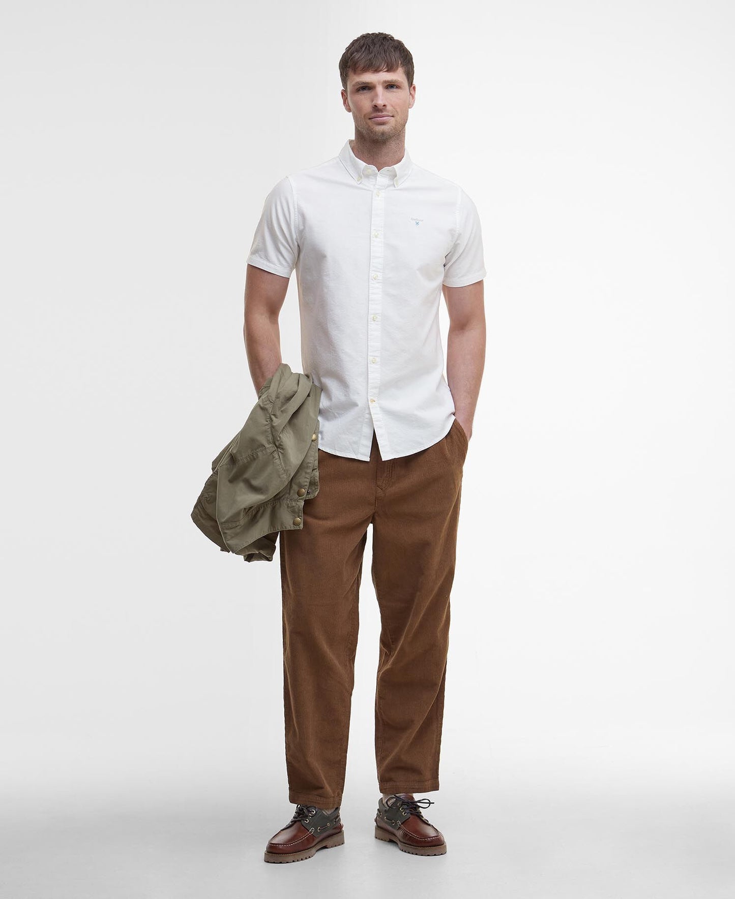Barbour Oxtown Oxford Tailored Short-Sleeved Shirt - White 1779091725_6853_018522_WHITE_alternate