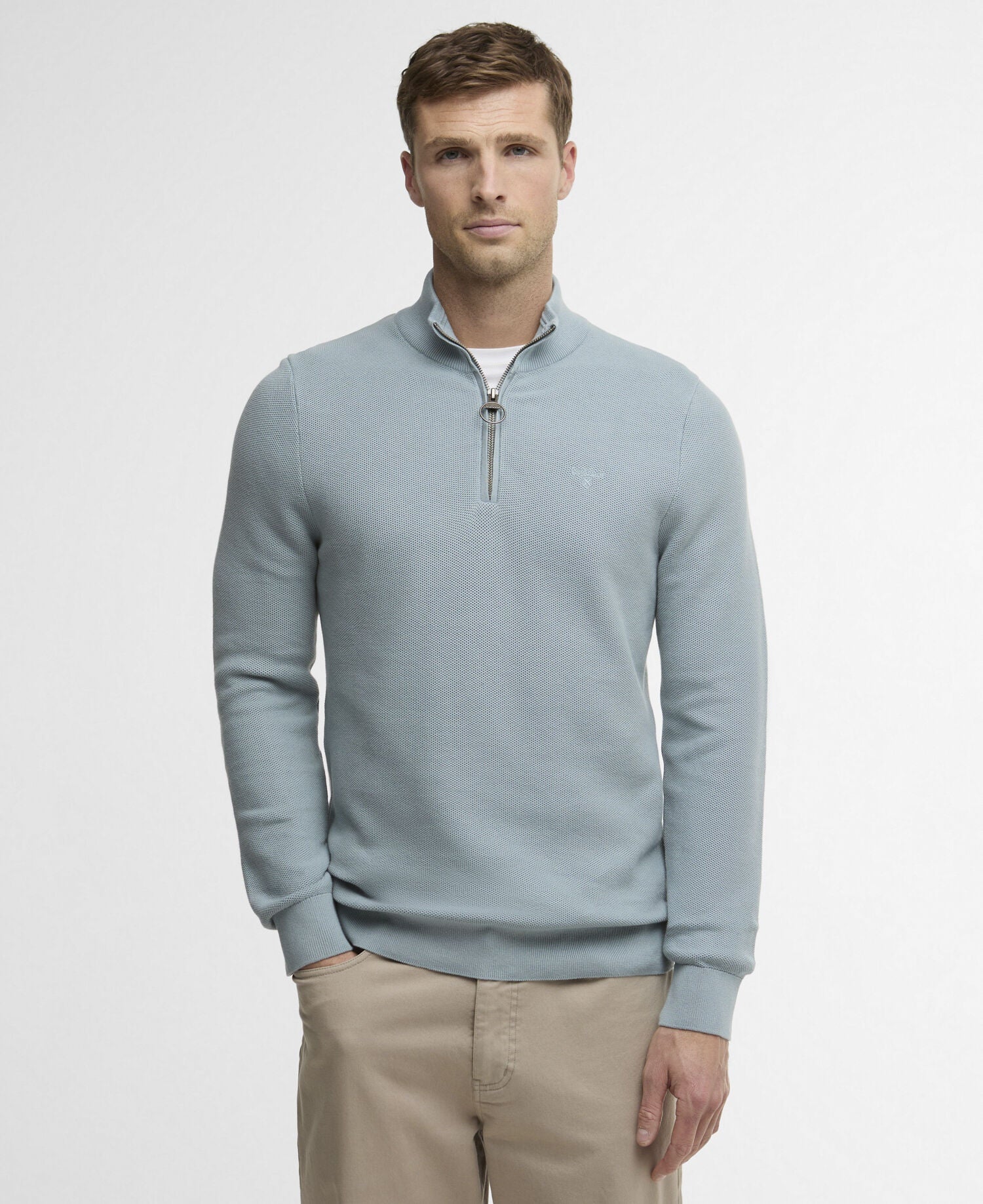 Barbour Essential Honeycomb Quarter-Zip Jumper - Blue 1779091969_8788_018773_SLATE