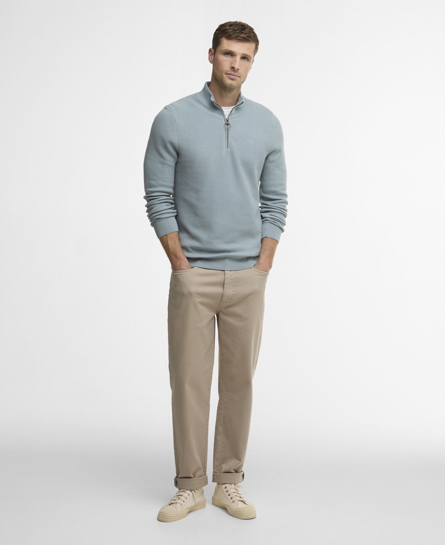 Barbour Essential Honeycomb Quarter-Zip Jumper - Blue 1779091978_2506_018773_SLATE_alternate