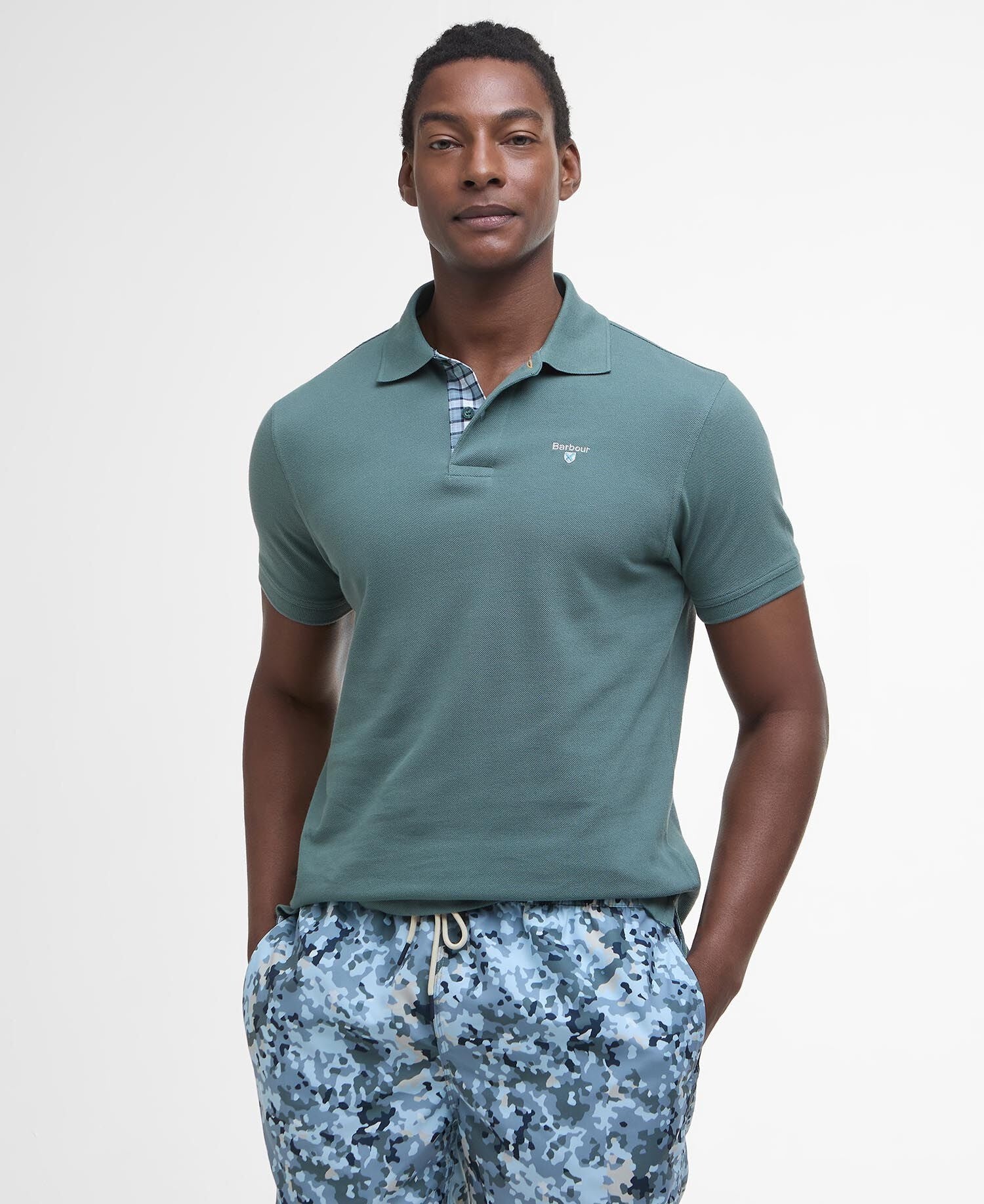 Barbour Tartan Piqué Polo Shirt - Green-TEAL 1779092152_4545_018774_TEAL_alternate