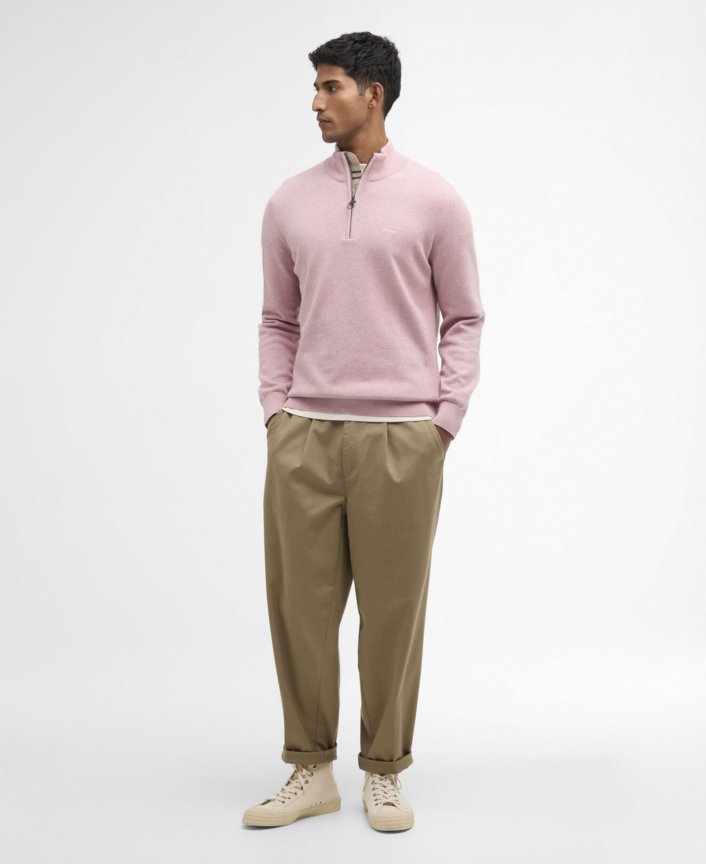 Barbour Cotton Quarter-Zip Jumper - Pink-PINK 1779092306_1244_018775_PINK_alternate