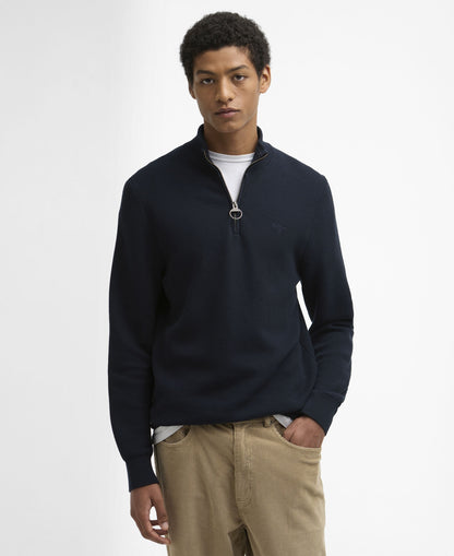 Barbour Essential Honeycomb Quarter-Zip Jumper - Navy-NAVY 1779092867_7718_018778_NAVY