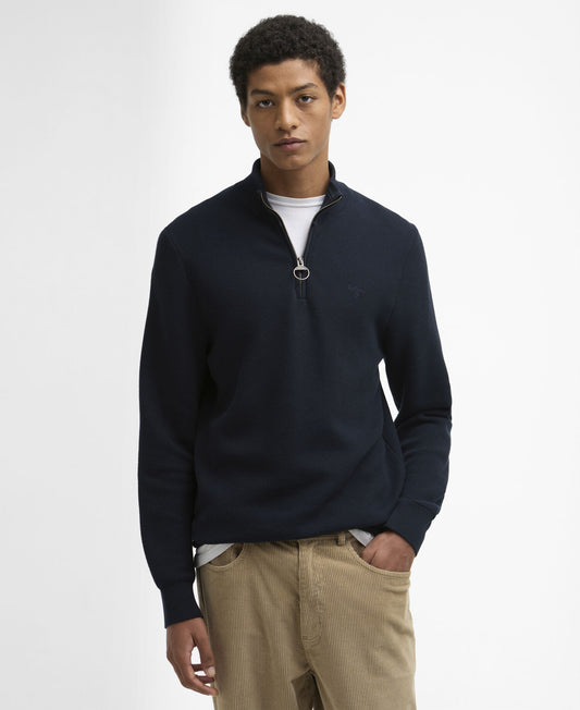 Barbour Essential Honeycomb Quarter-Zip Jumper - Navy-NAVY 1779092867_7718_018778_NAVY