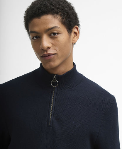 Barbour Essential Honeycomb Quarter-Zip Jumper - Navy-NAVY 1779092874_5313_018778_NAVY_alternate