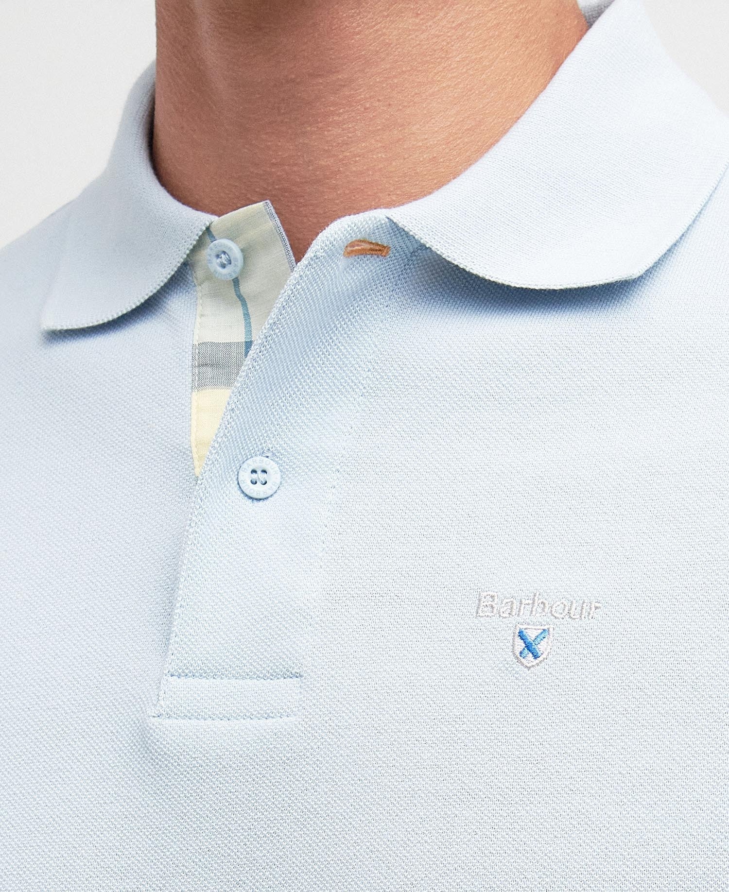 Barbour Tartan Piqué Polo Shirt - Blue 1779176625_1196_018781_LIGHT_BLUE_alternate