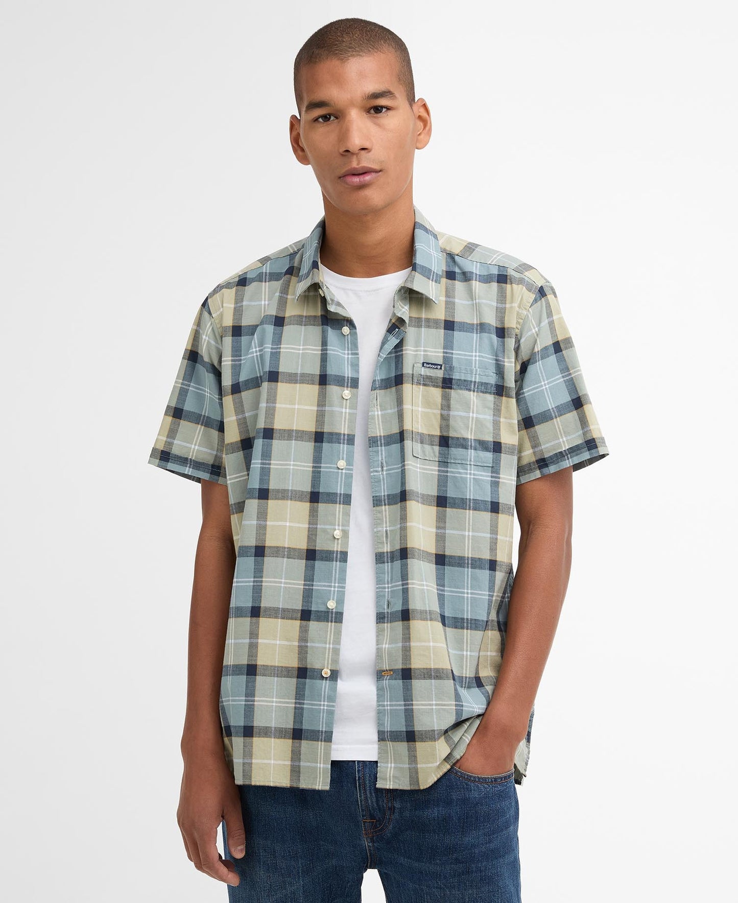 Barbour Gordon Tartan Short-Sleeved Tailored Shirt - Highland Loch Tartan-GREEN CHECK 3XL 1779176753_9687_018782_GREEN_CHECK