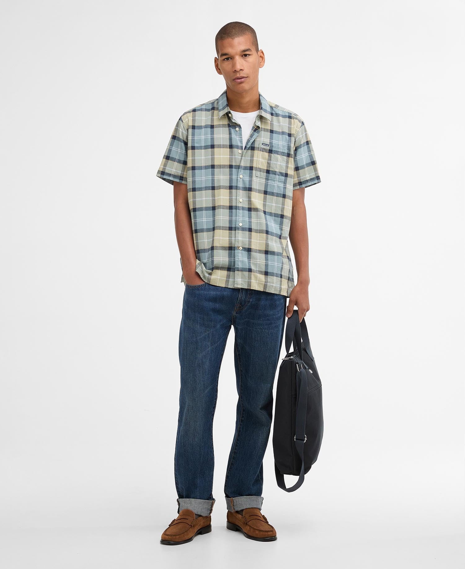 Barbour Gordon Tartan Short-Sleeved Tailored Shirt - Highland Loch Tartan-GREEN CHECK 1779176761_801_018782_GREEN_CHECK_alternate