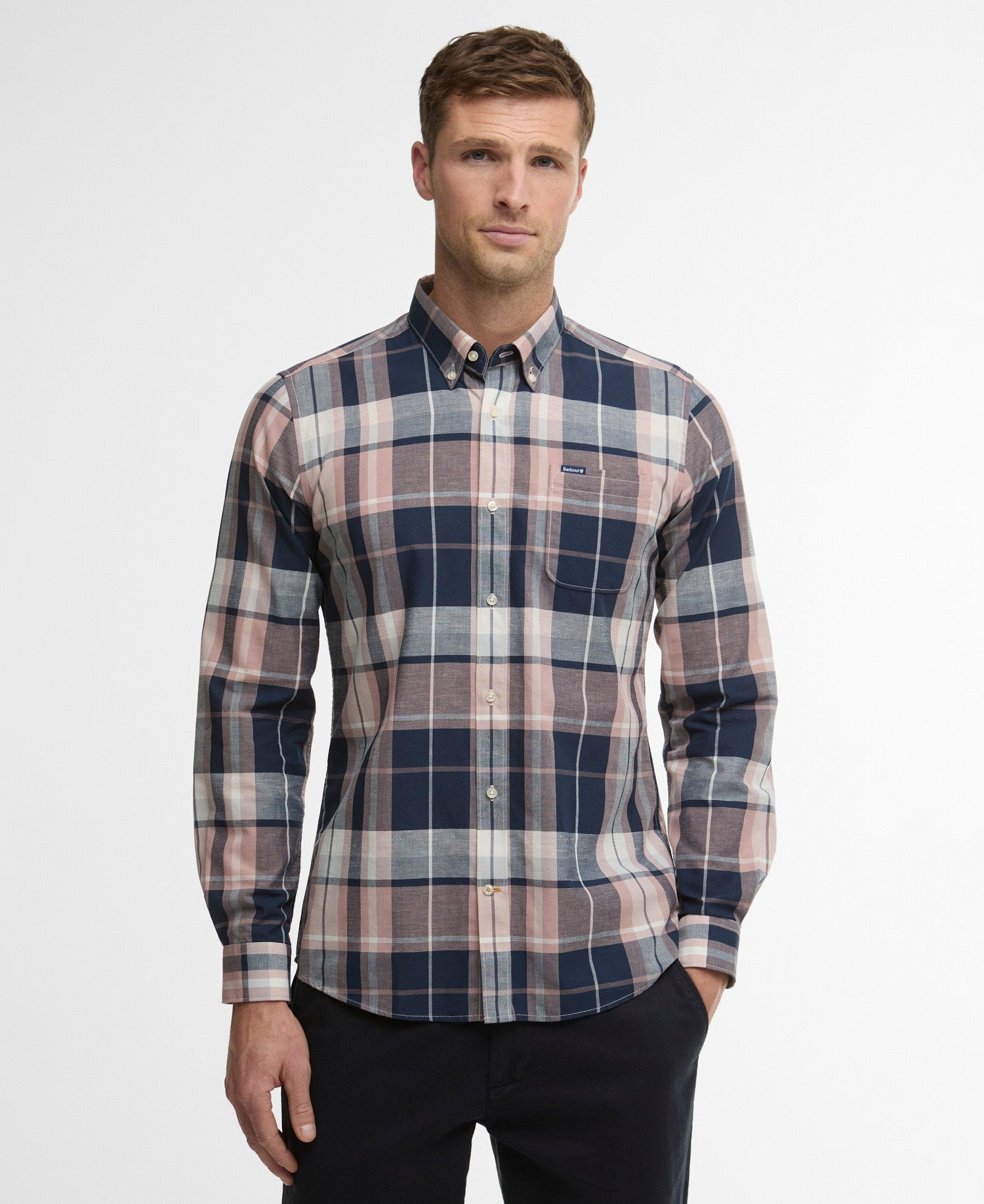 Barbour Newbridge Madras Check Long-Sleeved Tailored Shirt - Navy-NAVY/ PINK 1779177567_3347_018785_NAVY_PINK