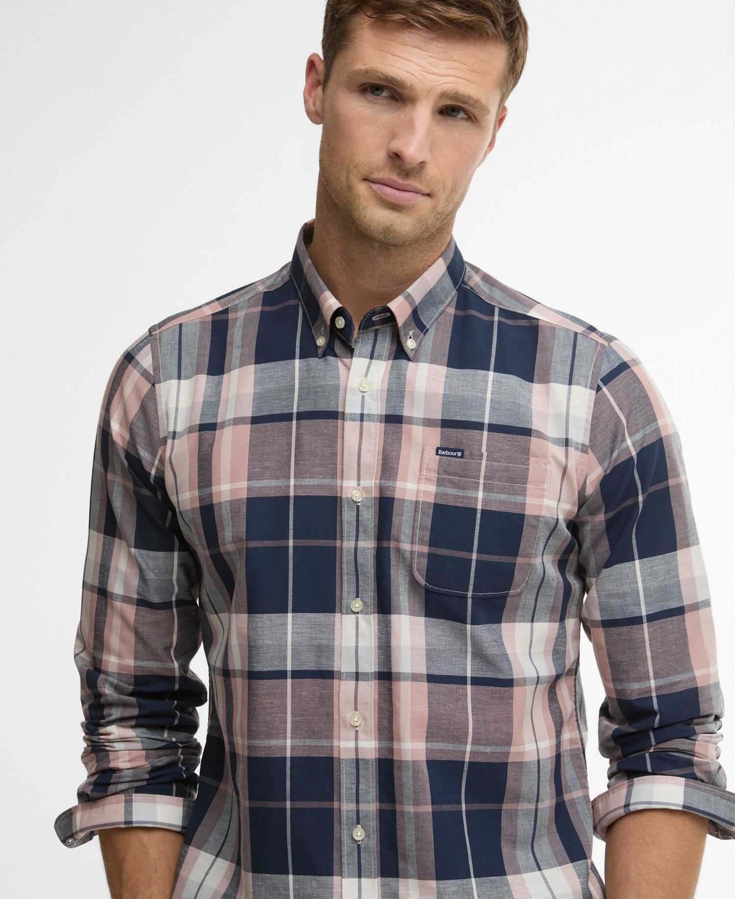 Barbour Newbridge Madras Check Long-Sleeved Tailored Shirt - Navy-NAVY/ PINK 1779177576_1252_018785_NAVY_PINK_alternate