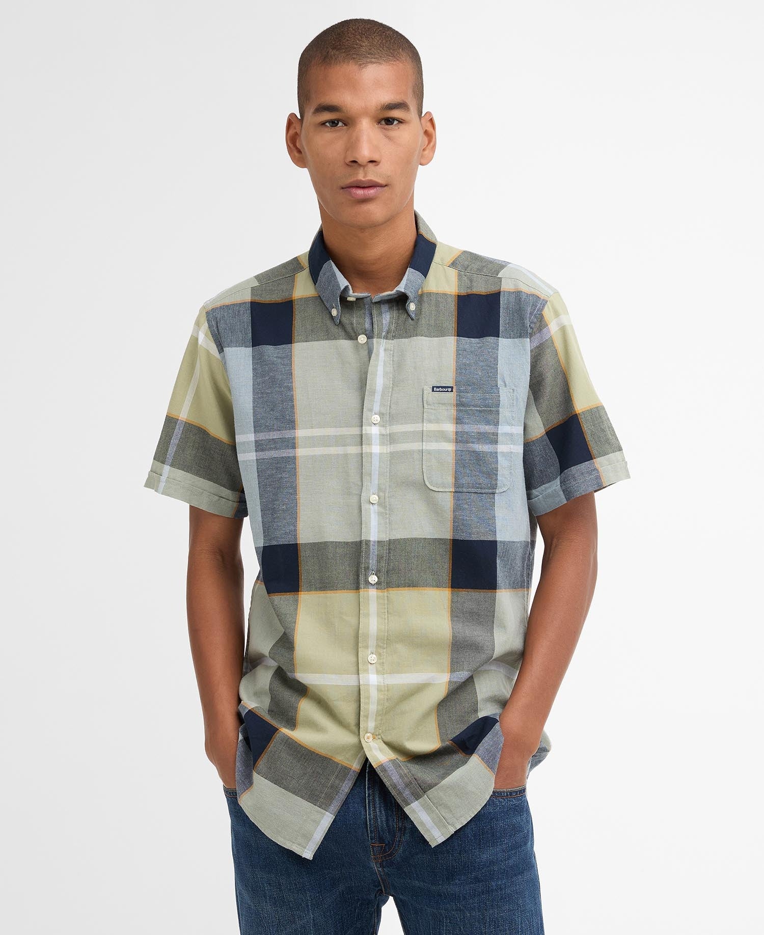 Barbour Doughill Large Scale Tartan Regular Short-Sleeved Shirt - Highland Loch Tartan-GREEN CHECK 3XL 1779177693_1781_018786_GREEN_CHECK