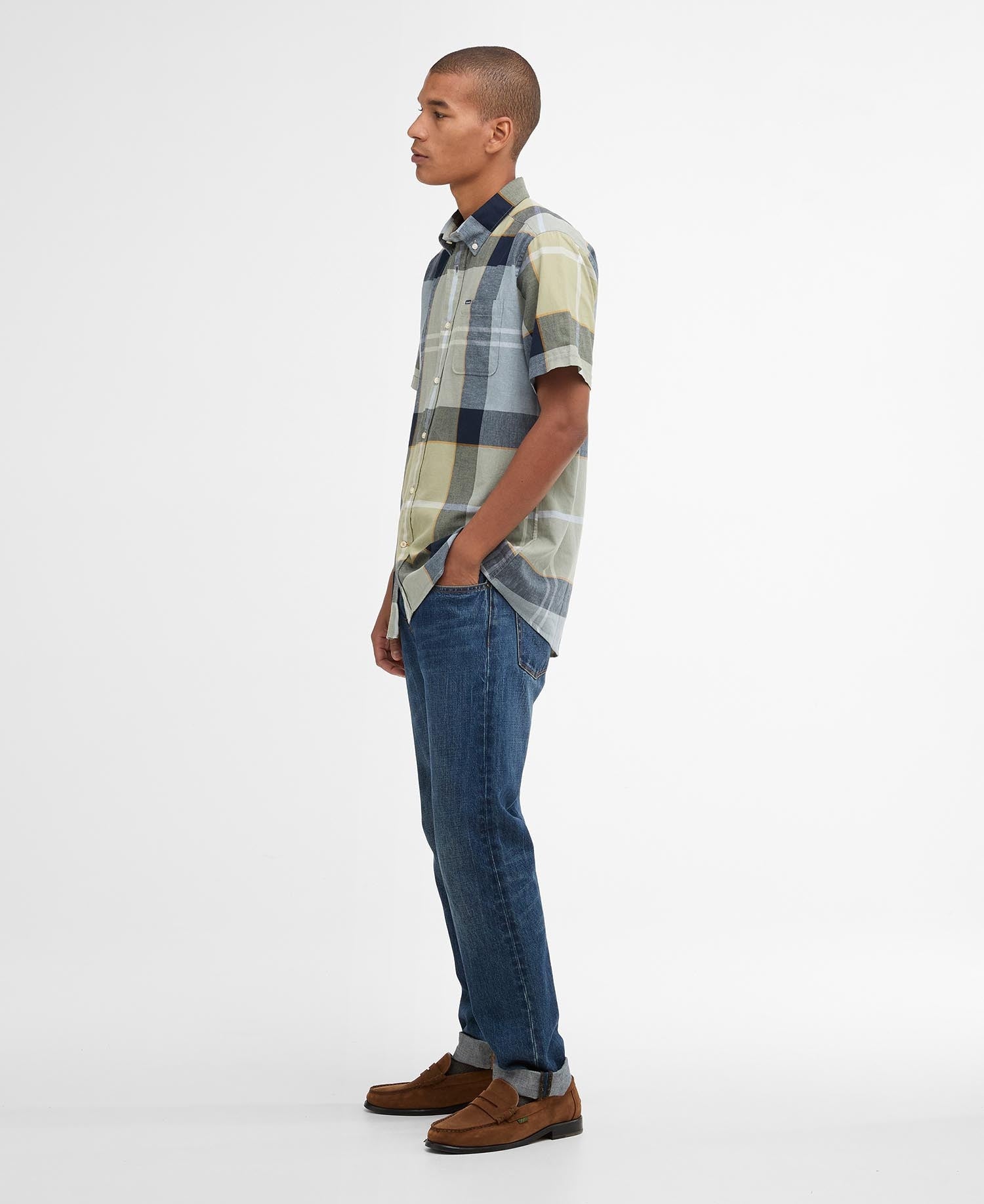 Barbour Doughill Large Scale Tartan Regular Short-Sleeved Shirt - Highland Loch Tartan-GREEN CHECK 1779177701_3928_018786_GREEN_CHECK_alternate