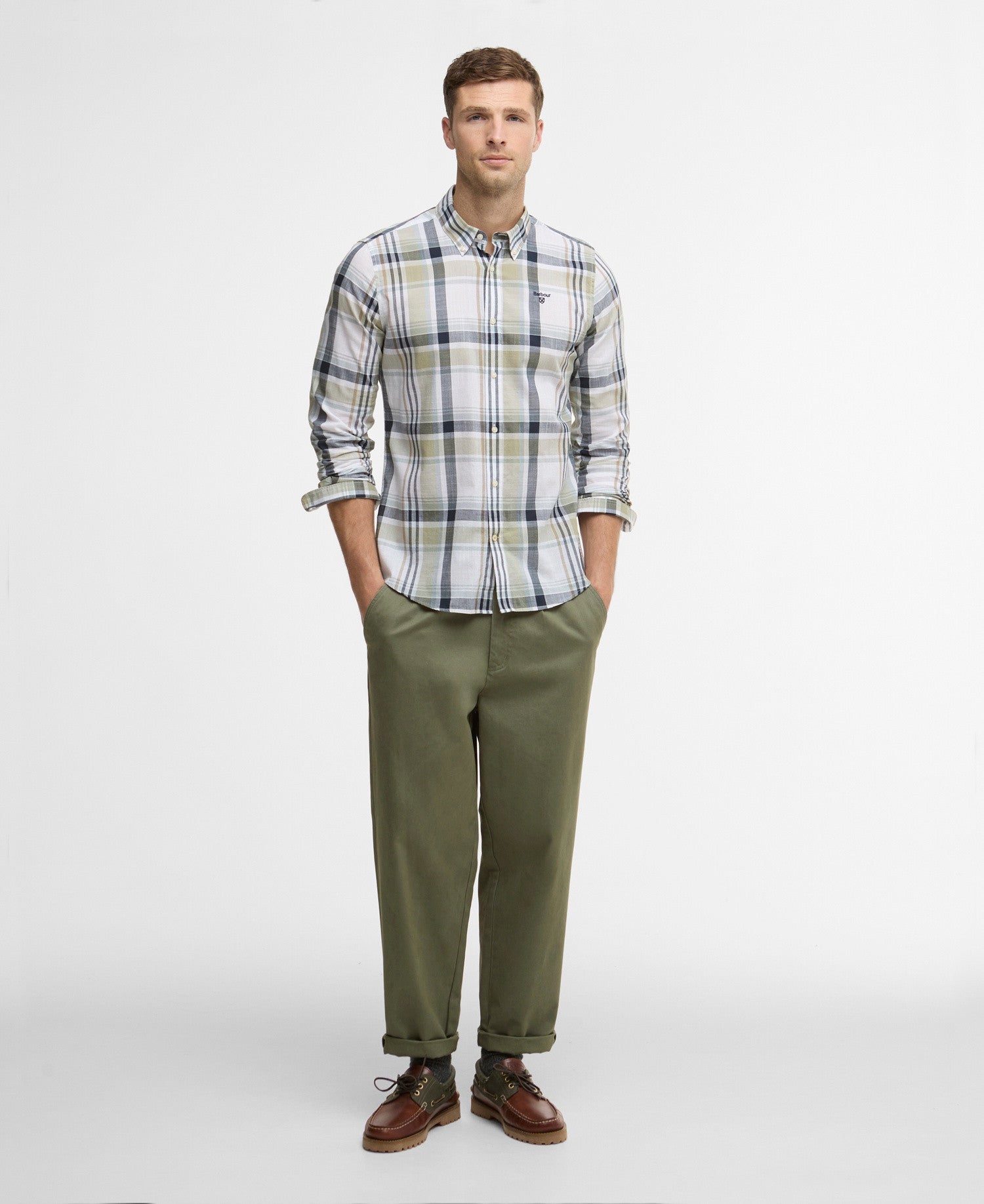 Barbour Kidd Large Scale Highland Check Tailored Long-Sleeved Shirt - Green-GREEN 1779177822_3742_018787_GREEN_alternate