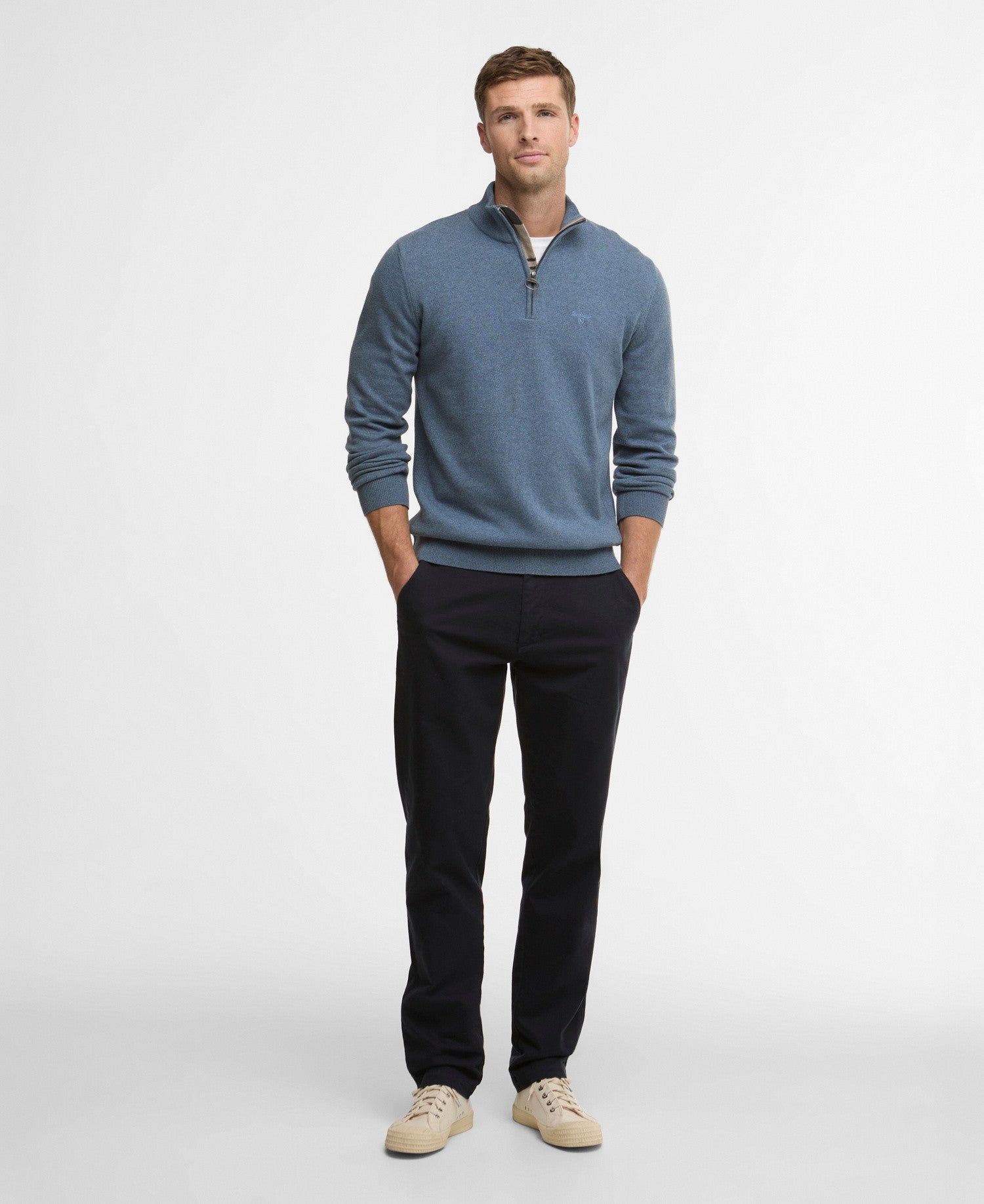 Barbour Cotton Quarter-Zip Jumper - Blue-BLUE 1779177926_0783_018823_BLUE_alternate