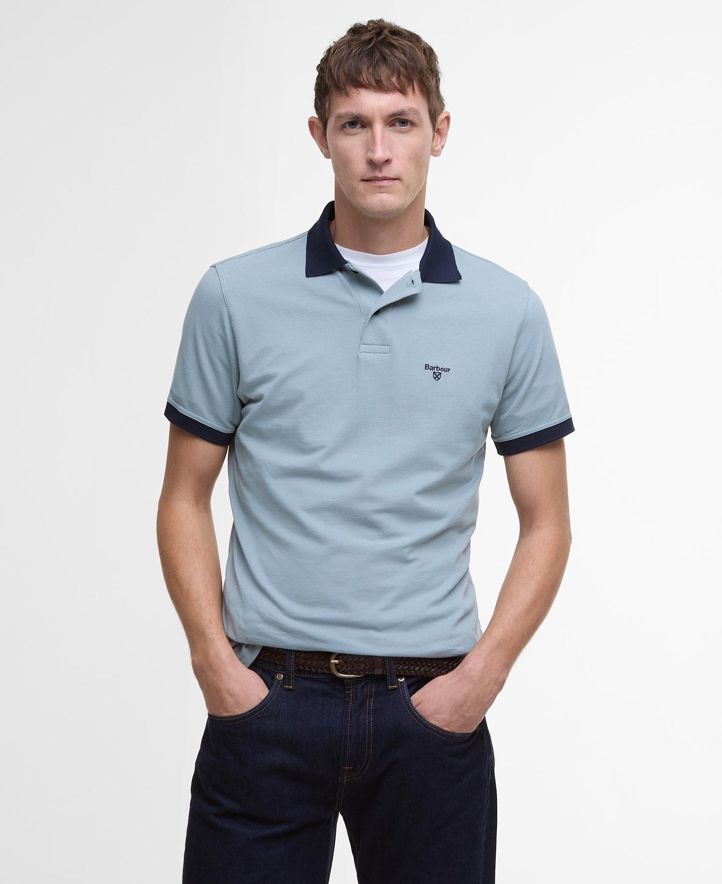 Barbour Lynmouth Tipped Short-Sleeved Polo Shirt - Light Blue 1779178139_4907_018825_GREEN