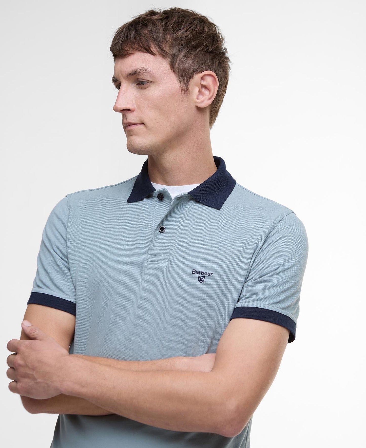 Barbour Lynmouth Tipped Short-Sleeved Polo Shirt - Light Blue 1779178145_4181_018825_GREEN_alternate