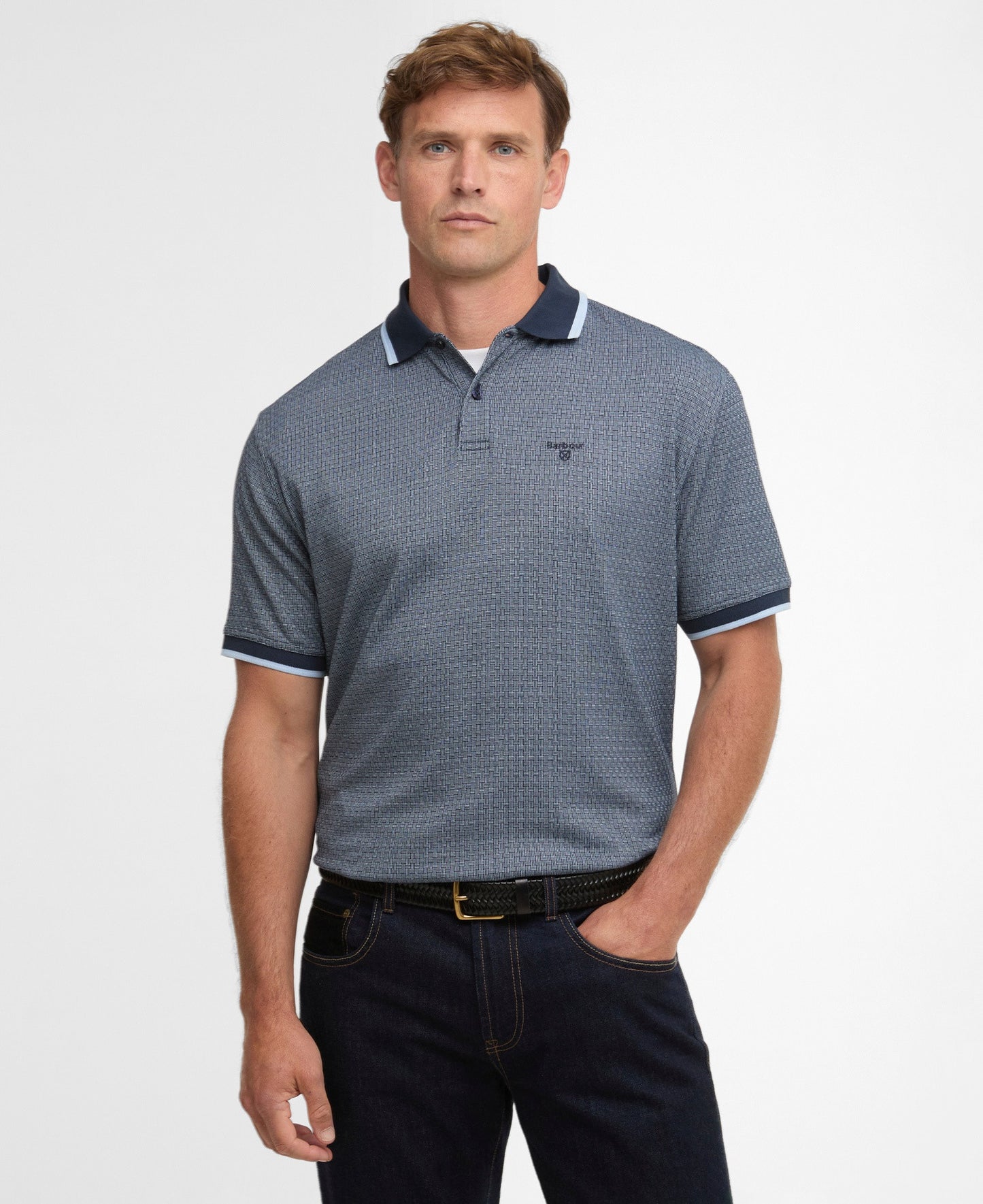 Barbour Weston Textured Jacquard Short-Sleeved Polo Shirt - Navy 3XL 1779178401_4459_019151_NAVY