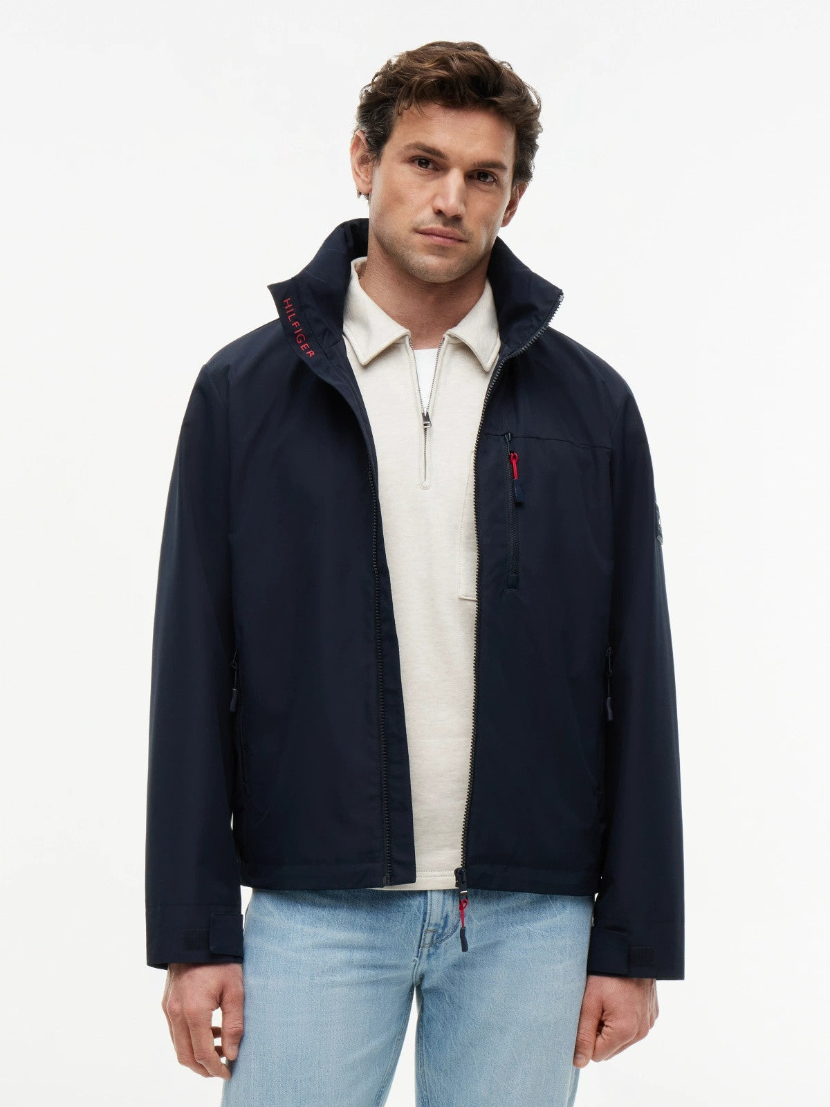 Tommy Hilfiger Logo Collar Zip-Thru Sailing Jacket - Desert Sky-DESERT SKY 1779785834_9438_019421_DESERT_SKY