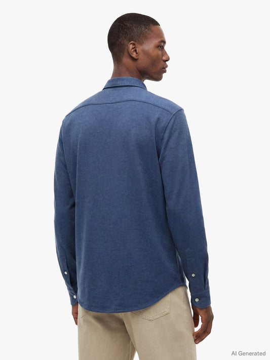 Tommy Hilfiger Knit Pique Featherweight Slim Fit Shirt — Dark Blue Heather-DARK BLUE 1779792924_6298_019393_DARK_BLUE_alternate
