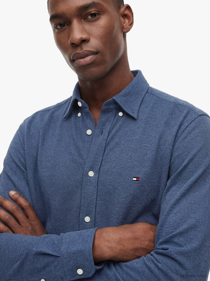 Tommy Hilfiger Knit Pique Featherweight Slim Fit Shirt — Dark Blue Heather-DARK BLUE 1779792925_1899_019393_DARK_BLUE_alternate