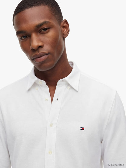 Tommy Hilfiger Knit Pique Featherweight Slim Fit Shirt — White-WHITE 1779793162_2031_019391_WHITE_alternate