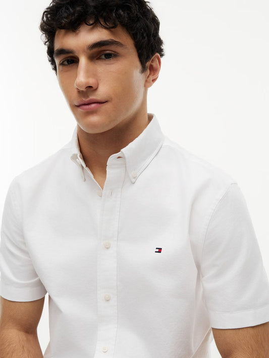 Tommy Hilfiger Heritage Oxford Regular Fit Short Sleeve Shirt — White-WHITE 1779793275_8394_019390_WHITE_alternate