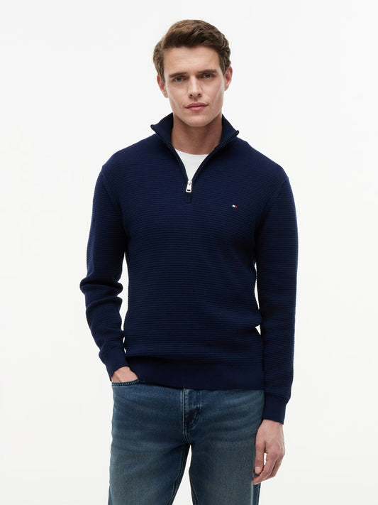 Tommy Hilfiger Seasonal Structure Zip Mock Neck Sweater — Carbon Navy-CARBON NAVY XXL 1779794287_5318_019322_CARBON_NAVY