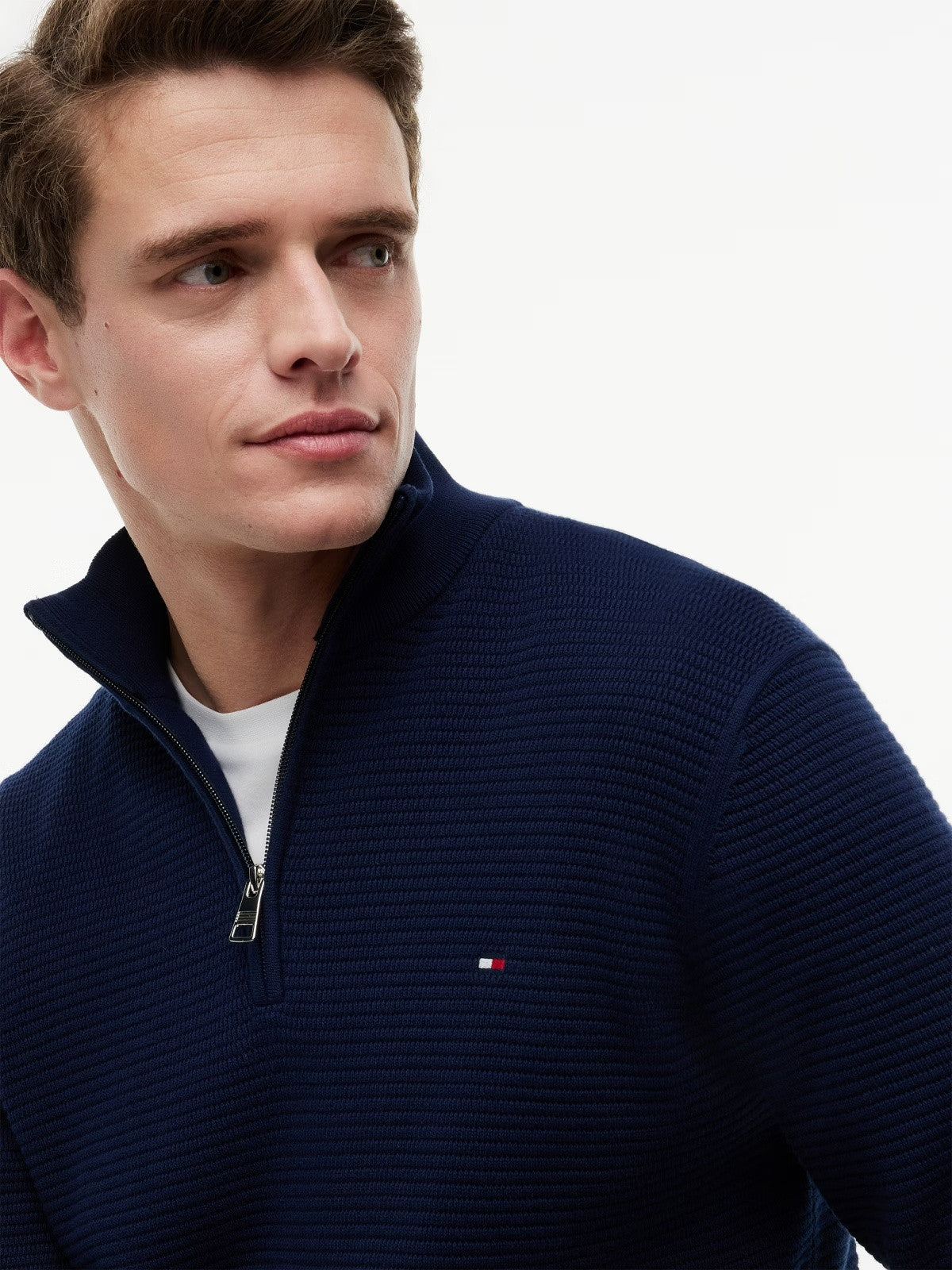 Tommy Hilfiger Seasonal Structure Zip Mock Neck Sweater — Carbon Navy-CARBON NAVY 1779794297_9883_019322_CARBON_NAVY_alternate