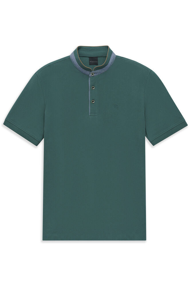 Bugatti 8150 Knitted Short-Sleeved Polo Shirt-GREEN 1779960230_406_019245_GREEN