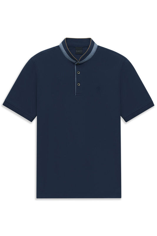 Bugatti 8150 Knitted Short-Sleeved Polo Shirt-NAVY 1779960237_1843_019245_NAVY