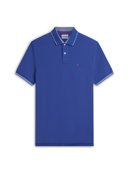 Tommy Hilfiger Stripe Undercollar Pique Polo - Pigment Blue-BLUE 1780665001_4336_019475_BLUE_alternate