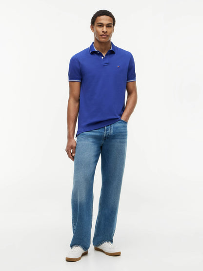Tommy Hilfiger Stripe Undercollar Pique Polo - Pigment Blue-BLUE 1780665002_3988_019475_BLUE_alternate