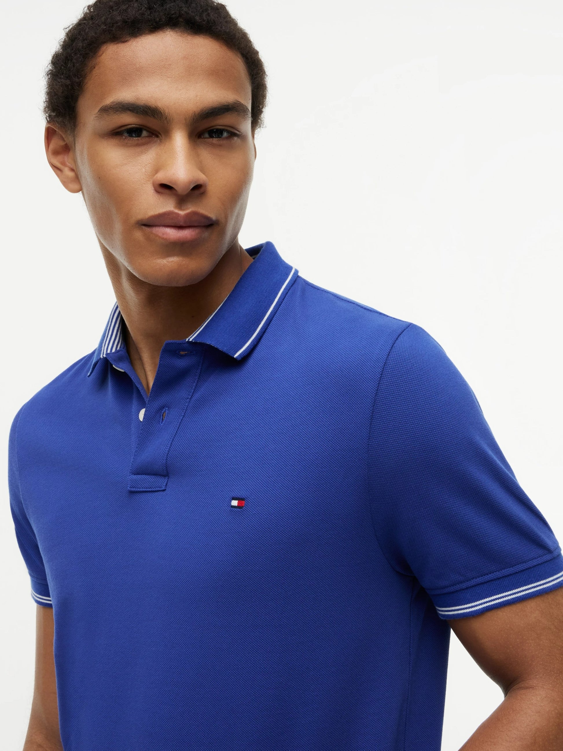 Tommy Hilfiger Stripe Undercollar Pique Polo - Pigment Blue-BLUE 1780665004_5216_019475_BLUE_alternate
