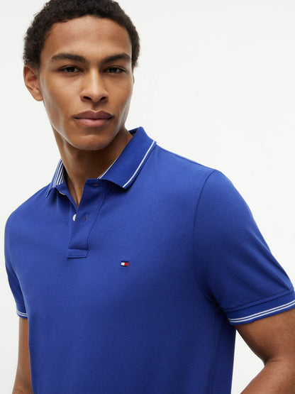 Tommy Hilfiger Stripe Undercollar Pique Polo - Pigment Blue-BLUE 1780665004_5216_019475_BLUE_alternate