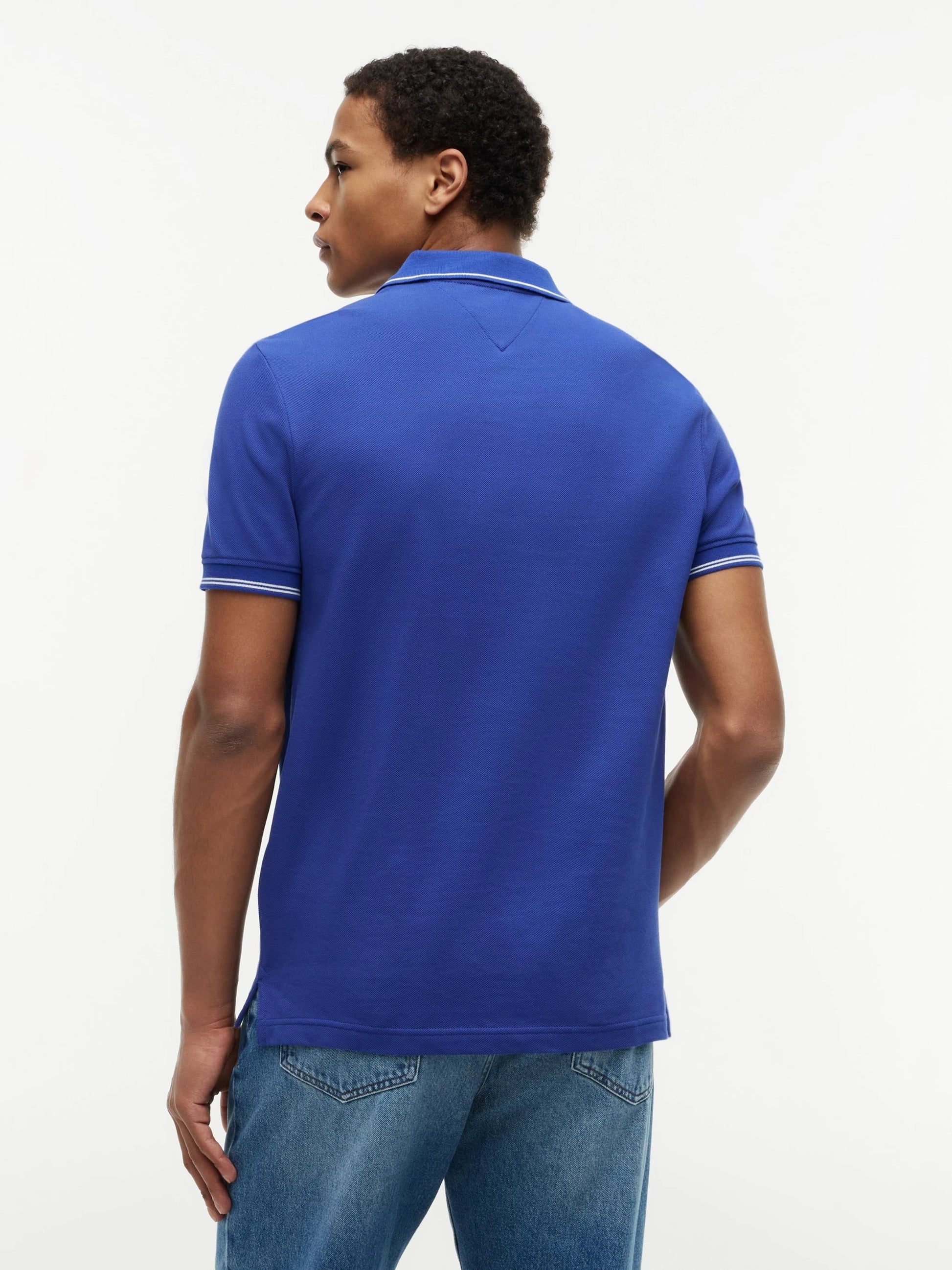Tommy Hilfiger Stripe Undercollar Pique Polo - Pigment Blue-BLUE 1780665005_1884_019475_BLUE_alternate
