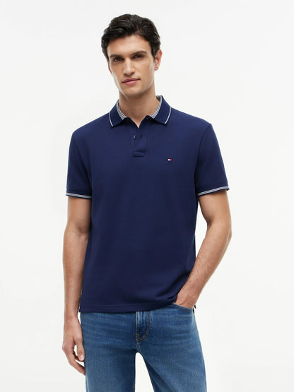 Tommy Hilfiger Stripe Undercollar Pique Polo - Carbon Navy-CARBON NAVY 1780665480_2599_019476_CARBON_NAVY