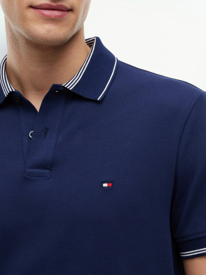 Tommy Hilfiger Stripe Undercollar Pique Polo - Carbon Navy-CARBON NAVY 1780665568_5294_019476_CARBON_NAVY_alternate